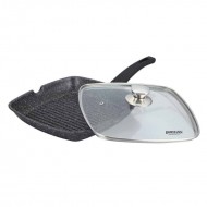 Tigaie grill, 24 cm, din marmura , cu capac inclus