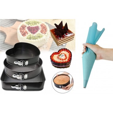 Oferta Set 3 forme pentru torturi si prajituri, pos din silicon CADOU