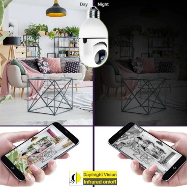Bec SMART LED, cu Camera spion ascunsă, WI - FI, vizualizare in timp real