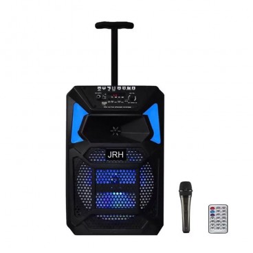 Boxa portabila tip troler JRH , 200 W, 2000 mAh, USB, Radio FM, Cititor USB, microfon