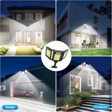 Lampa solara tripla cu Smart Sensor si telecomanda