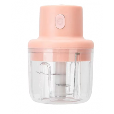 Mini Tocator Electric pentru Alimente, 3 Lame, Portabil, 250ml, Rezistent la apa, Incarcare USB, Pentru Alimente, Roz 