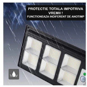 Lampa solara stradala, 300 W cu telecomanda si suport inclus