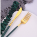 Set 24 de tacamuri portugheze, pentru 6 persoane, verde/auriu
